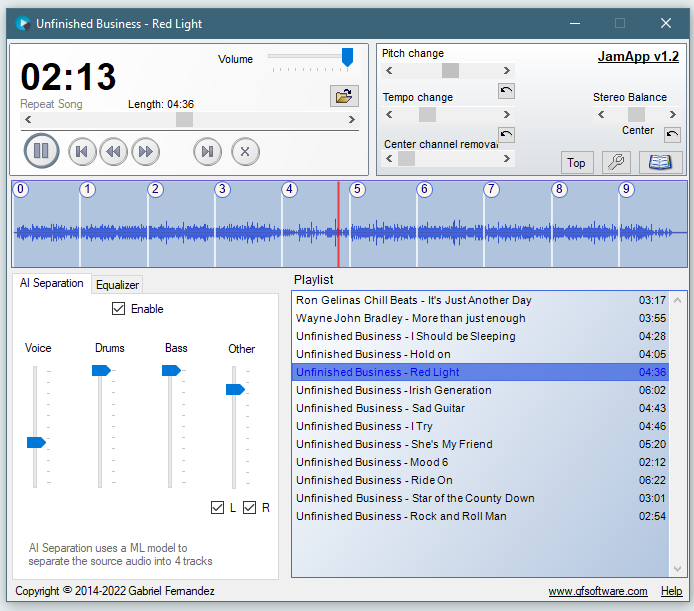 An audio player designed for musicians